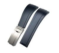 GSZCCZS Bande de surveillance en caoutchouc de 20 mm 21 mm pour Daytona Submariner GMT Yacht-Master Oysterflex Silicone Bracelettes Boucle de boucle (couleur: fermoir mat, taille: 20 mm)