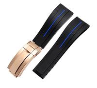GSZCCZS Bands de montres en silicone en caoutchouc à extrémité plate 21 mm 21 mm pour toute marque de marque de boucle pliante en acier inoxydable STRAP WATCHBand Sports