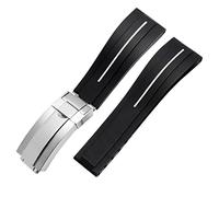 GSZCCZS Bands de montres en silicone en caoutchouc à extrémité plate 21 mm 21 mm pour toute marque de marque de boucle pliante en acier inoxydable STRAP WATCHBand Sports