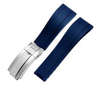 GSZCCZS Bands de montres en silicone en caoutchouc à extrémité plate 21 mm 21 mm pour toute marque de marque de boucle pliante en acier inoxydable STRAP WATCHBand Sports