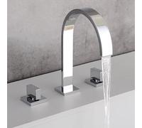 GSZCCZS Basin mélangeur Robinet 3 Trou d'évier de Salle de Bain robinets 2 poignées robinets de Salle de Bain en Laiton Robinet de Bassin-Noir