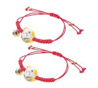 GSZCCZS Bijoux de filles 2pcs Cat ajusté Maneki Neko Bracelet MAIN MAIN MAIN MAIN ROPE ROUGE AVEC BELL ENVIRIT