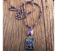 GSZCCZS Bijoux de mode pierres naturelles en cristal pierre nouée semi précieuse pierre boho collier multi-pendentif