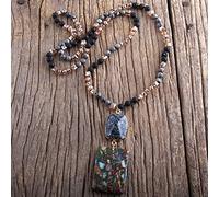 GSZCCZS Bijoux de mode pierres naturelles en cristal pierre nouée semi précieuse pierre boho collier multi-pendentif