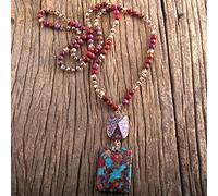 GSZCCZS Bijoux de mode pierres naturelles en cristal pierre nouée semi précieuse pierre boho collier multi-pendentif