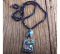 GSZCCZS Bijoux de mode pierres naturelles en cristal pierre nouée semi précieuse pierre boho collier multi-pendentif