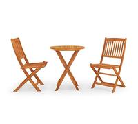 GSZCCZS Bois élégant, Table Basse et chaises, Ensemble de bistrot de Jardin, Jeu de Restauration extérieur Pliant 3 pièces en Bois d'eucalyptus Solide