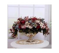 GSZCCZS Bouquets artificiels de Pivoine avec Simulation de Vase en résine Fausse de Poison Bonsaï Faux Flanelle Fleurs de Soie de Table Centres de Table de Mariage Décor de Bureau à la Maison