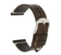 GSZCCZS Bracelet de montre vintage en cuir de vache à la main - 20 mm - 22 mm - 22 mm - 23 mm - 24 mm, Vert Argenté, 21mm