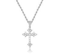 GSZCCZS Collier croisé Moisanite en or 14K pour femmes, pendentif chrétien avec des accents Moissanite, cadeau mémorable