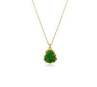 GSZCCZS Collier de bouddha qui rit bonne chance pendentif 18 carats en or chalcédoine collier amulet