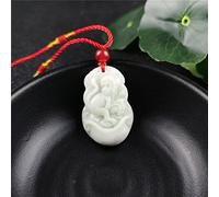 GSZCCZS Collier Pendentif en Jade sculpté du Zodiaque Chinois, Bijoux Tendance, Accessoires pour Femmes, amulette Porte-Bonheur, Cadeaux (Couleur gemme : Singe)