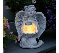 GSZCCZS Décoration de Statues d'ange de Bouteille en Verre Solaire, Statue de chérubins à LED Solaire du Jardin, Figurines d'ange en résine Antique, pour terrasse intérieure et extérieure Ornements