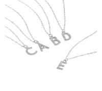 GSZCCZS Femmes 925 Sterling Silver Letter Alphabet Collier de monogramme de pendentif initial