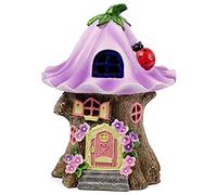 GSZCCZS Figurines de Jardin House State Garden Fairy Fairy, Ternet Resin Habile Resin Ornement pour la pelouse de Jardin Statues de décoration extérieure (Couleur: Rose), Violet + 8 Pouces