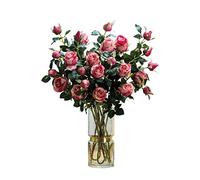 GSZCCZS Fleur Artificielle avec Vase en Verre, Fausses Fleurs de Soie en décoration en Vase pour Table Home Office de Mariage Table Centrale de Table de Bureau décoration de fête de Mariage