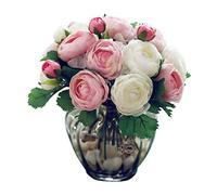 GSZCCZS Fleurs artificielles et vases Roses Hortensia Roses Salon décorations Florales Table maître de Bureau décoration de fête de Mariage