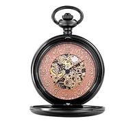 GSZCCZS Golden Sliver Smoothatic Automatic Pocket Watch Chain Hand Winding Pocket Hollow Pocket Watch for Men Women