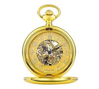 GSZCCZS Golden Sliver Smoothatic Automatic Pocket Watch Chain Hand Winding Pocket Hollow Pocket Watch for Men Women