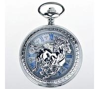 GSZCCZS Horses argentés Hollow, Automatic Mechanical Watch Hollow Retro Examen Table pour commémorer Les Hommes et Les Femmes Flip Pocket Watch.