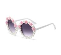 GSZCCZS Landes de Soleil de Luxe Perle Femmes Goggle Vintage Fleur Round Sun Glasses Femelles Punk Eyewear UV400 Shades