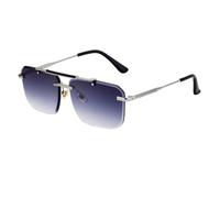 GSZCCZS Lunettes de Soleil Classiques sans Cadre Femmes Hommes Luxe Vintage Double croupion sans Bordure de Soleil pour mâle