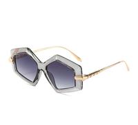 GSZCCZS Lunettes de soleil en alliage de métal avec jambes irrégulières pour femmes UV400, Gris., Taille unique