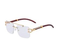 GSZCCZS Lunettes de Soleil en Bois pour Hommes Lunettes de Soleil sans Bord carrée