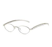 GSZCCZS Lunettes de soleil ovales élégantes avec strass pour femme - Lunettes de soleil vintage rondes pour homme - Lunettes de luxe, Argenté/transparent, Taille unique