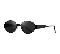 GSZCCZS Lunettes de soleil ovales pour femme avec monture en métal UV400, 1. Noir et gris, Taille unique