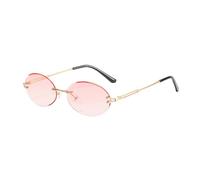 GSZCCZS Lunettes de soleil ovales sans monture UV400 pour femme - Petits verres dégradés - Monture en métal - Style punk - Lunettes décoratives pour hommes, rose, Taille unique