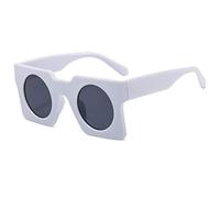 GSZCCZS Lunettes de soleil punk 2025 pour homme et femme Monture Verres ronds Bleu Nuances rétro UV400, blanc, Taille unique