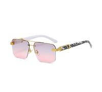 GSZCCZS Lunettes de soleil rétro en métal double ponts carrés pour femmes de luxe mode sans monture dégradé film océan UV400 hommes lunettes de soleil, Gris doré, rose, Taille unique