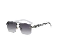 GSZCCZS Lunettes de soleil rétro en métal double ponts carrés pour femmes de luxe mode sans monture dégradé film océan UV400 hommes lunettes de soleil, Dégradé gris canon, Taille unique
