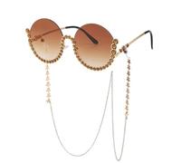 GSZCCZS Lunettes de soleil rondes en strass pour femme vintage en cristal ovale, 4, Taille unique