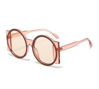 GSZCCZS Lunettes de soleil rondes surdimensionnées pour femmes, nuances de couleurs contrastées, UV400, rétro, unique, tendance, dégradé, lunettes de soleil, Rose fuchsia, Taille unique