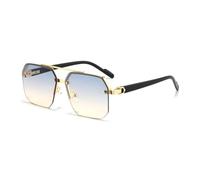 GSZCCZS Lunettes de soleil surdimensionnées rétro double ponts polygone métal hommes lunettes de soleil mode dégradé nuances UV400 tendance femmes lunettes de soleil, Dégradé bleu jaune, Taille unique