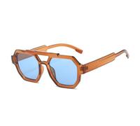 GSZCCZS Lunettes de soleil tendance à double ponts pour femmes polygones carrées rétro bleu violet hommes nuances UV400 lunettes de soleil, bleu, Taille unique