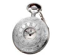 GSZCCZS Montre de poche mécanique rétro à chaîne large cadran creux steampunk squelette pour homme et femme