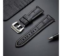 GSZCCZS NOUVEAU 20 , 22 , 24 , 26 mm en cuir authentique bracelet de montre de bougie de montre de montre de montre Bracelet avec boucle en métal solide (Patch blanc à cinq points Star4,24 mm)