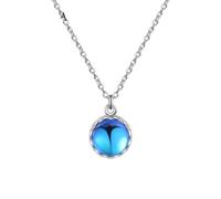 GSZCCZS Nouveau 2025 Arrivée TRENDY 100% 925 STERLING Silver Blue Crown Crystal Sparking Collier Fomen Women Classic Swing Ball Pendant Silver Jewelry With You Fashion Accessories Creative Gift