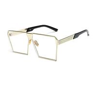 GSZCCZS Nouveau 2025 Lunettes de Soleil surdimensionnées Femmes de Cadre en métal Miroir Verres de Soleil Men UV400 Big Frame Shades