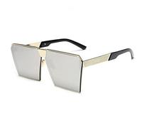 GSZCCZS Nouveau 2025 Lunettes de Soleil surdimensionnées Femmes de Cadre en métal Miroir Verres de Soleil Men UV400 Big Frame Shades