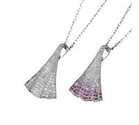 GSZCCZS Nouveau 2025 Unique SPUCILLANT Cubic Zircon Gradient Couleur Micro CZ Pave Fan Forme Pendante Collier pour Femmes Bijoux de décoration de Noël d'anniversaire Luxury avec Vos Accessoires