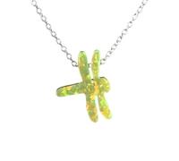 GSZCCZS NOUVEAU 2026 925 SIRGE STERLING 11 * 14 mmwhite Blue Fire Opal Gemstone Dragonfly Pendant Collier Fine Jewelri Décoration Bijoux Luxury avec pour vous ACCESSOIRES TRENDY CREATIN