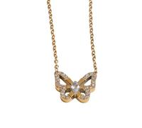 GSZCCZS Nouveau 2026 Arrivée délicate en acier inoxydable cubique zircone papillon chic collier pendentif haut cadeau bijoux de mode pour les accessoires à la mode de bureau créatif