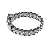 GSZCCZS Nouveau 2026 Unisexe 13 mm 8,5 '' Bracelet de chaîne en cuir en tricot Bracelet en acier inoxydable Biker Wolf Bangle Mens Bijoux Constructions Accessoires Trends Créative Gift For Women and