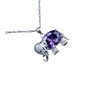 GSZCCZS Nouveau 2026 Unisexe Elephant 925 Collier de chaîne en argent Purple Cumbic Zirconia Slide Pendentif pour femmes Mariage/Engagement/Fête/Cadeaux Décoration Bijoux Luxury avec vous accessoires