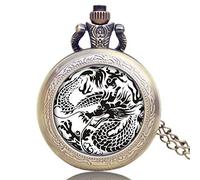 GSZCCZS Nouveau rétro Dragon à thème Dragon en Verre Dome Case de Conception de Poche avec Collier de chaîne