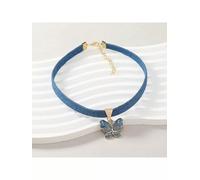 GSZCCZS Pendentif 1PC Butterfly avec effet de chute d'huile et cordon denim Collier de style vintage-défaut